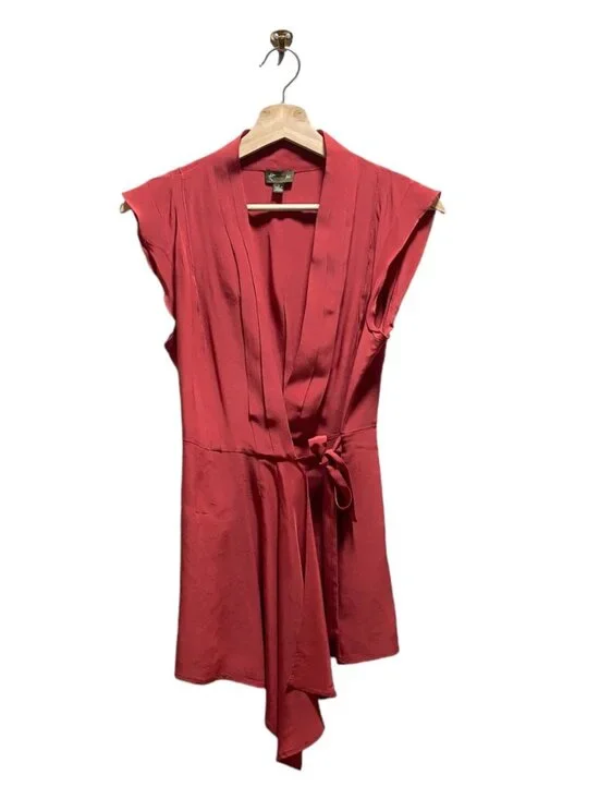 Anthropologie Fei Silk Wrap Top Terracotta Size 2 Minimalist Coastal Summer Boho - Picture 2 of 13